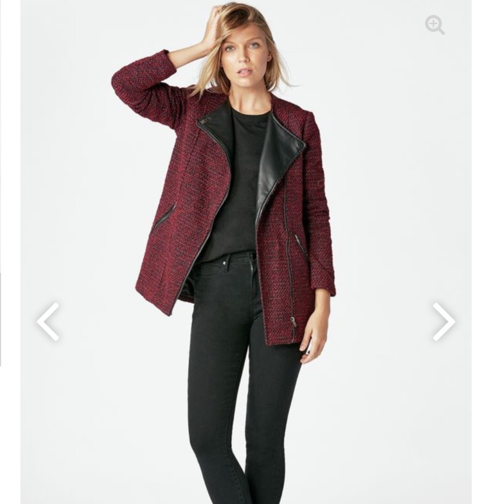 Just Fab Moto Jacket Burgundy Boucle NWT Size XL - Picture 1 of 5
